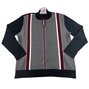 Paul Jones Mens XXL Quarter Zip Sweater Pullover Vertical Stripe Knit  Grandpa